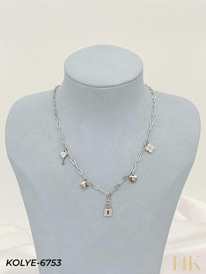 14K Charmlı Kolye 45cm // KOLYE-6753