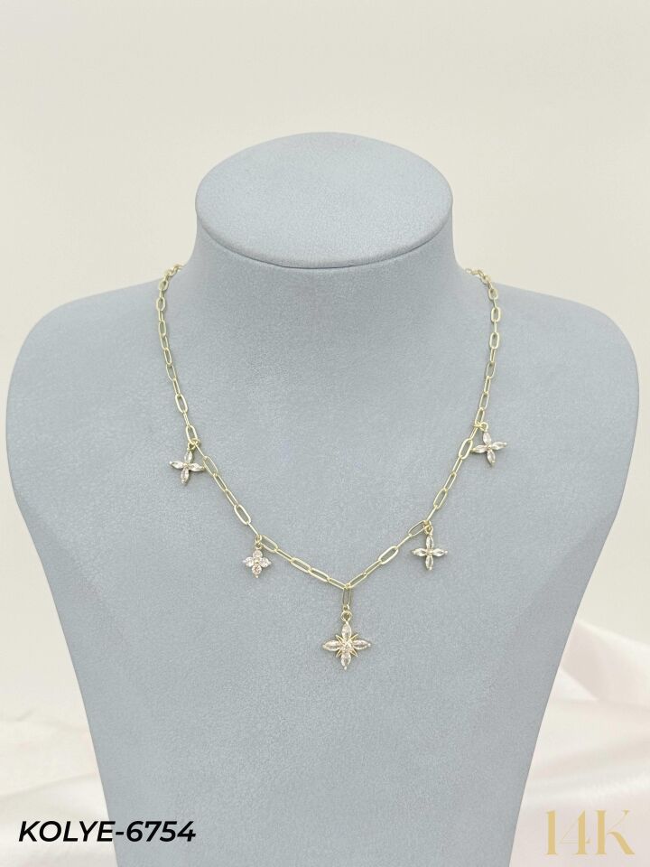 14K Charmlı Kolye 45cm // KOLYE-6754