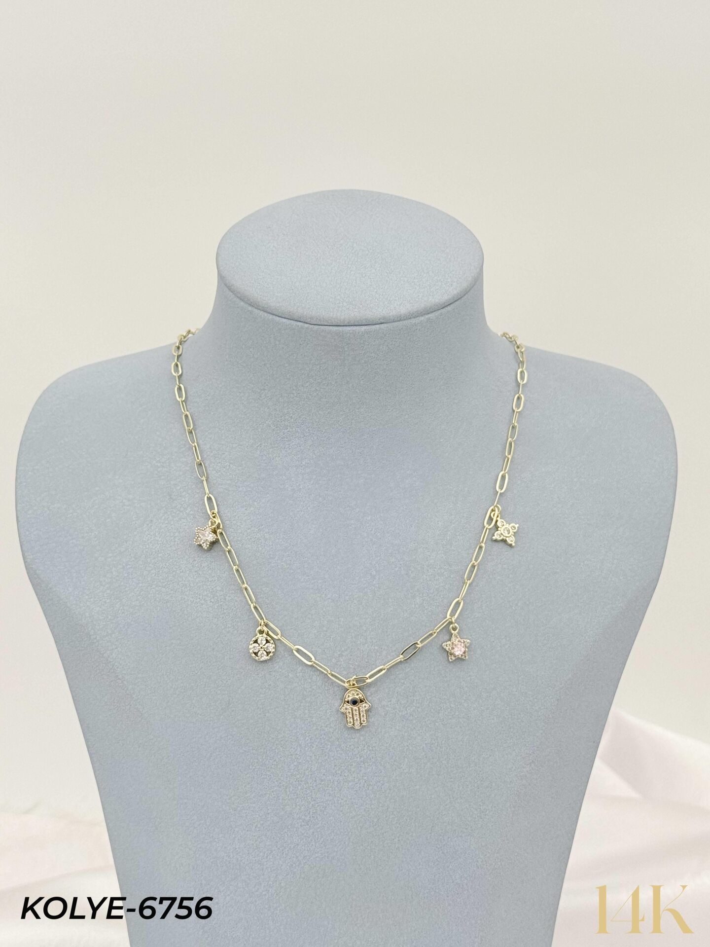 14K Charmlı Kolye 45cm // KOLYE-6756