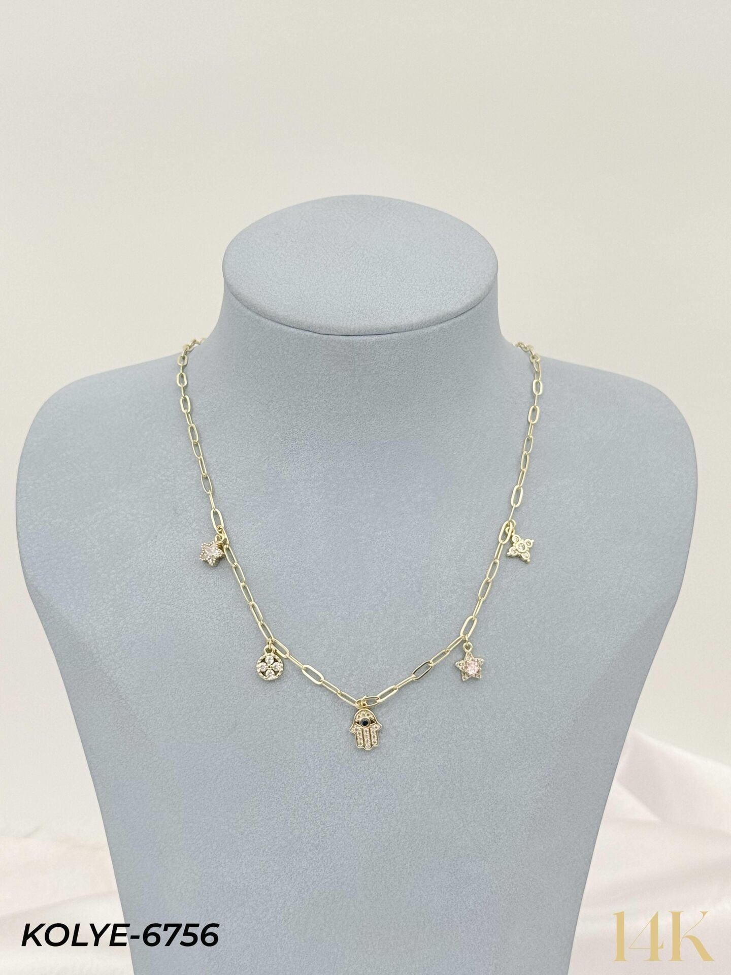 14K Charmlı Kolye 45cm // KOLYE-6756