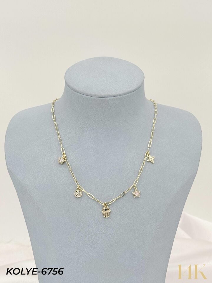 14K Charmlı Kolye 45cm // KOLYE-6756