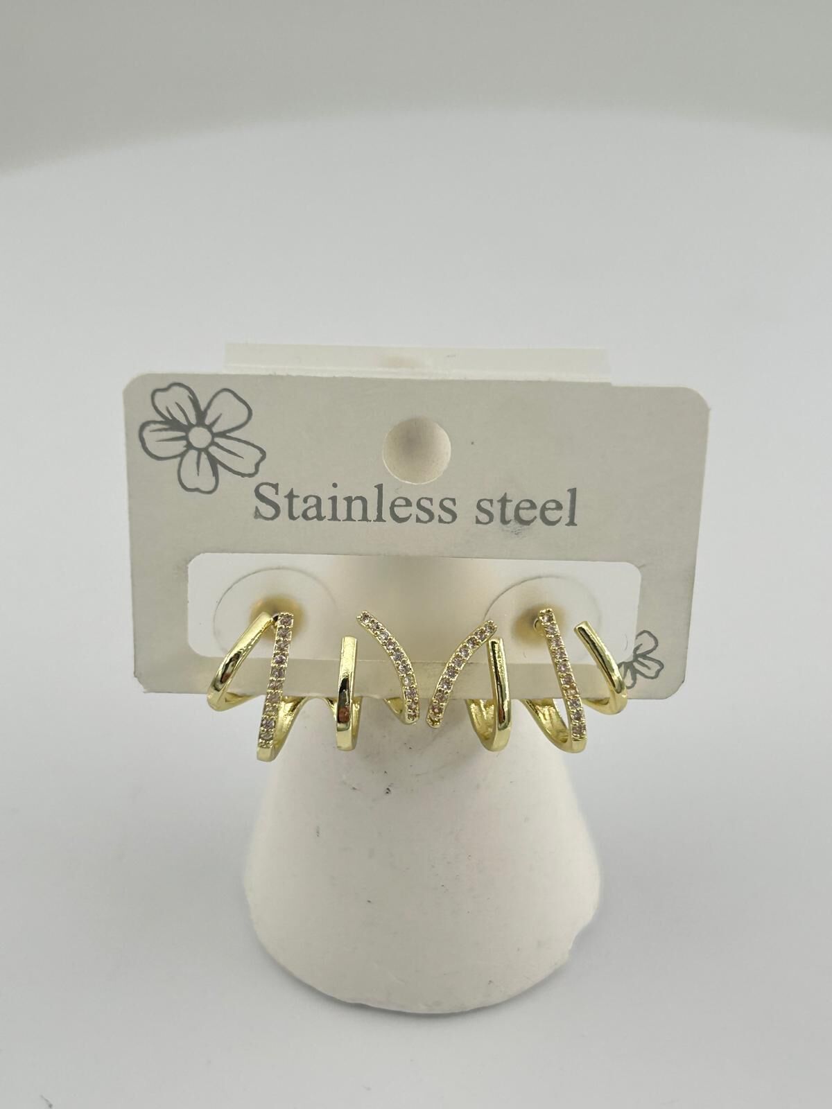 VİP 14K Tria Küpe Gold Renk // K-İTH-638