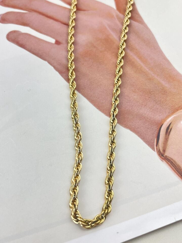 Çelik Gold Halat Kolye 60cm 4mm // KOLYE-1185