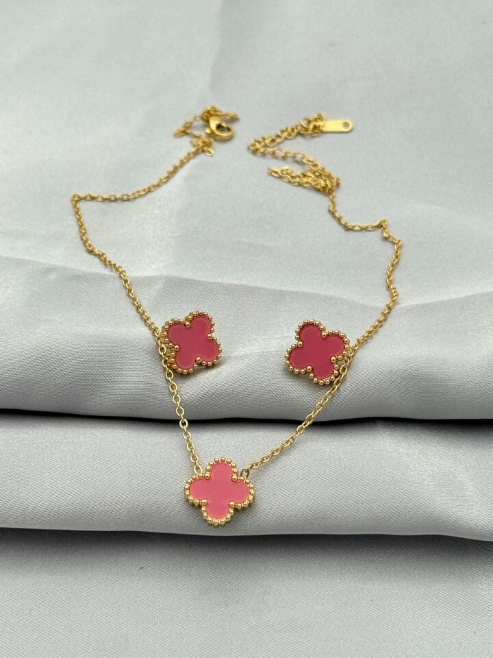 Çelik Küpe Kolye Set // KOLYE-5390