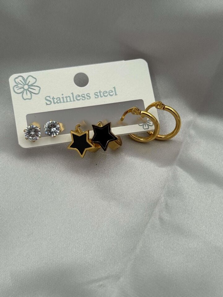 Çelik Set Küpe // KÜPE-3528