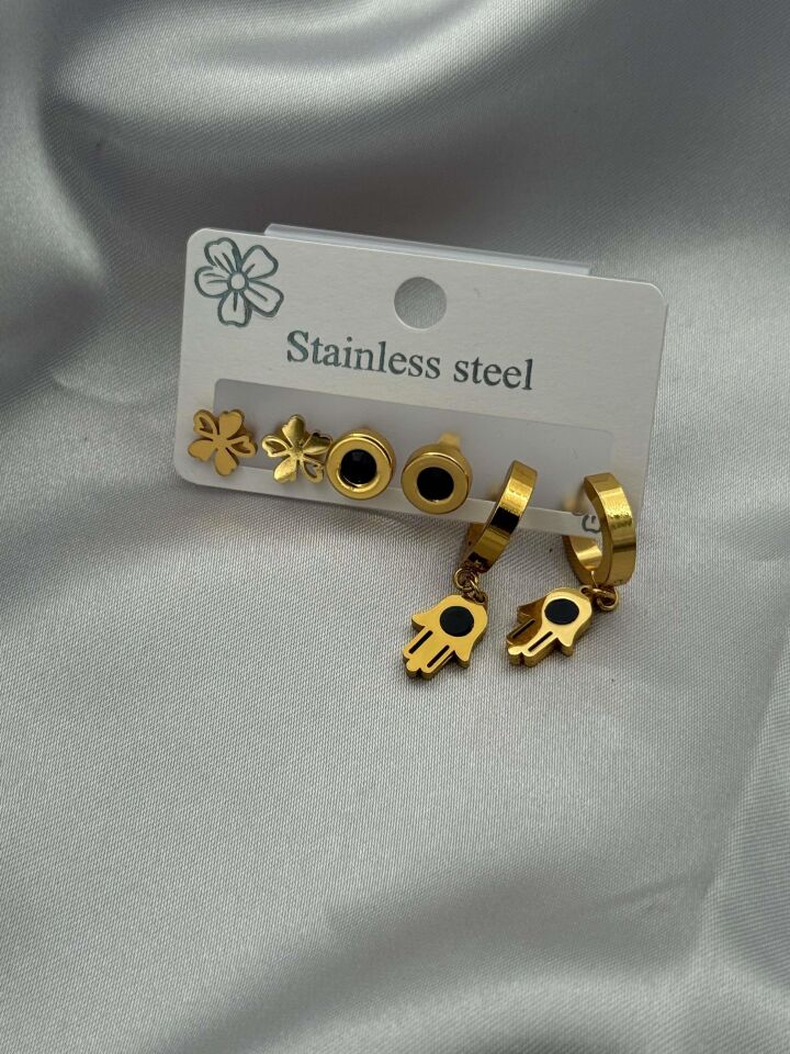 Çelik Set Küpe // KÜPE-3537