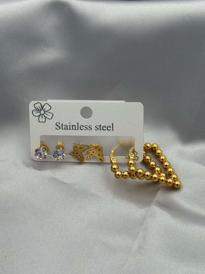 Çelik Set Küpe // KÜPE-3549