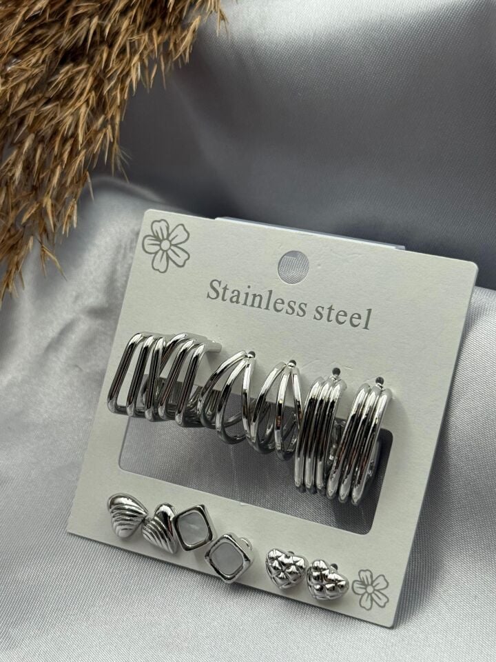 Çelik Set Küpe // KÜPE-3803