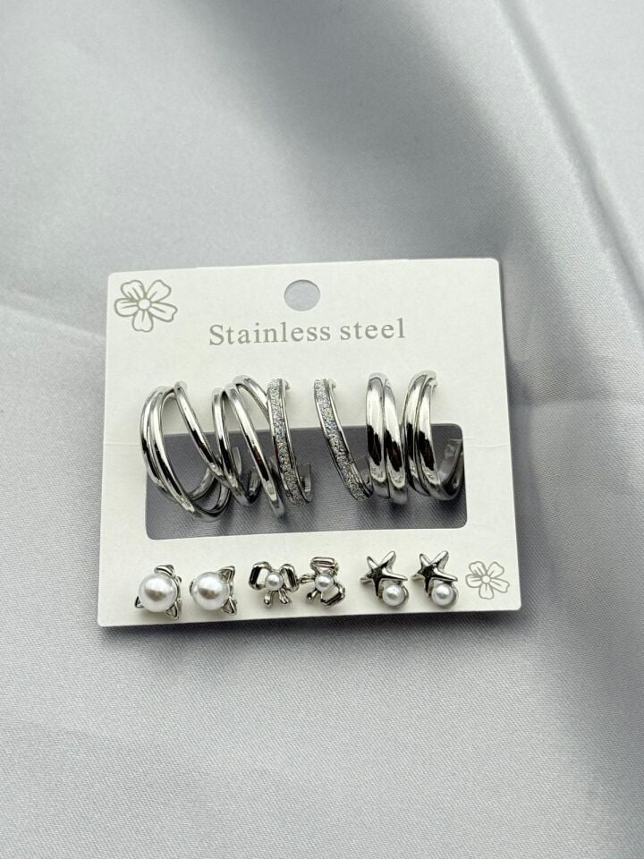 Çelik Set Küpe // KÜPE-3816